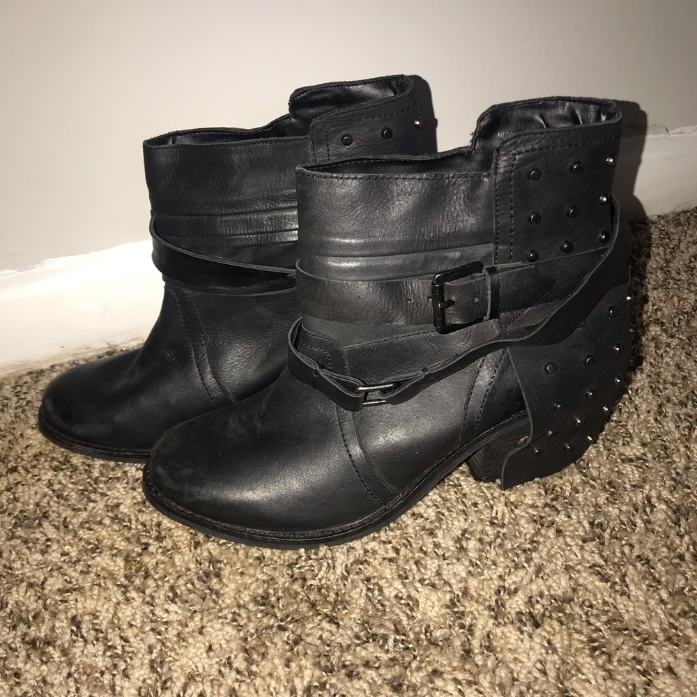 Black stud booties